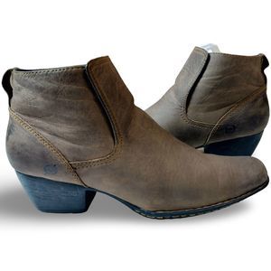 BORN Rachelle Brown Leather Western Ankle Booties Women's Size 11